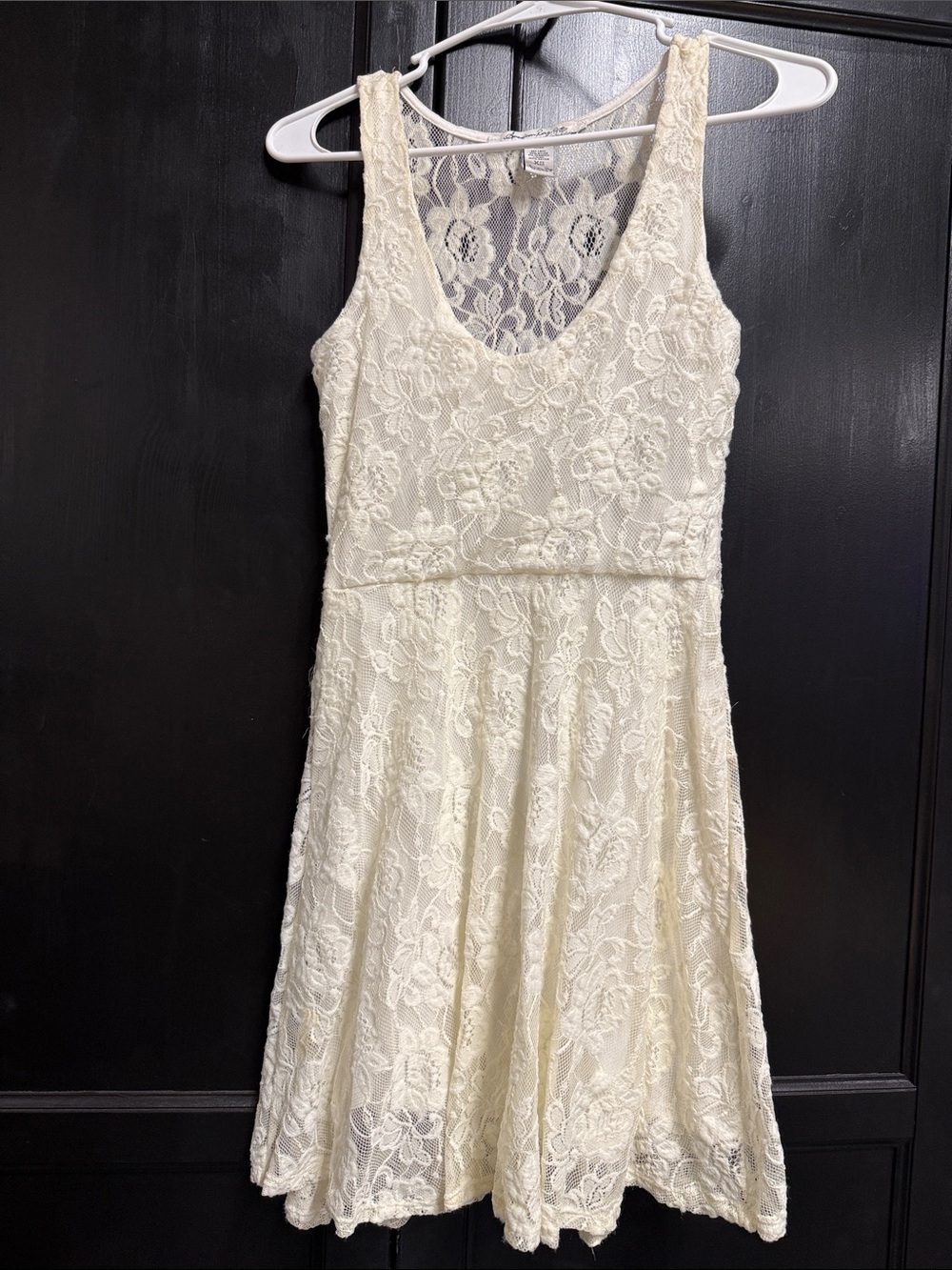 American Rag Cream Lace Midi Dress with Floral Overlay